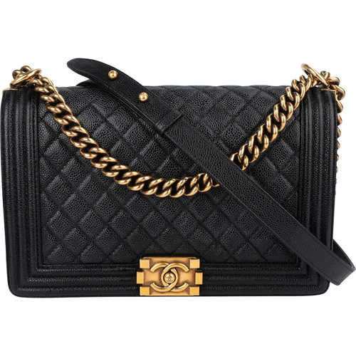 Chanel quilted caviar leather - caviar,