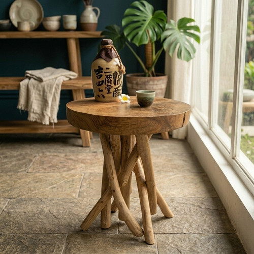 Beistelltisch teak wurzelholz - beistelltisch,