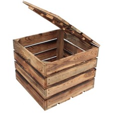 Holzkiste Geflammte Apfelkisten Obstkisten Weinkiste Holztruhe Deko 30x30x32cm 
