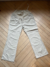 beige Umstandshose Schwangerschaft Damen Yessica Gr. 50 Baumwolle-Leinen