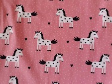 Stoffrest  Stenzo Öko-Tex Baumwolljersey Einhorn Pferde rosa  85x160cm Neu