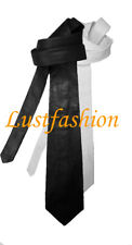 Lederkrawatte schwarz weiss  Krawatte Leder neck tie black Cuir cravatta Pelle