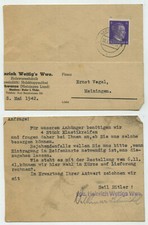 93860 - Postkarte Heinrich Wettig's Wwe., Holzwarenfabrik - Schwarza 9.5.1942