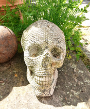 Totenkopf Deko Esoterik   Stein stone Skull 28cm Skulptur Gothik Mystik