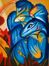 ölbild die blauen - "die,
