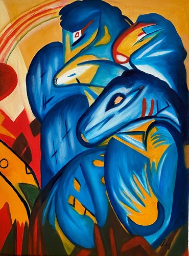 ölbild die blauen - Ölbild,