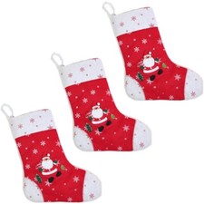 3x Nikolausstrumpf Weihnachtsstrumpf Nikolaus-Strumpf Weihnachts-Socke rot/weiß