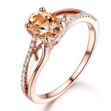 Vergoldeter Damen Ring mit Zirkonia Steinen - rosefarben - Gr. 55-60 Bandring