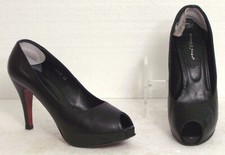 Schwarze Pumps, Peeptoes, echtes Leder, 10 cm High Heel - Gr. 40 - Zanon & Zago