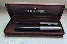 Sheaffer Imperial Fountain Pen & Ballpoint Set – Black Resin, Brushed Steel Cap,