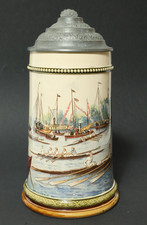 Alte Villeroy & Boch Mettlach stein Krug V&B 2271 Mettlachkrug Regatta Ruderer
