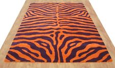 Zebra Orange Lila Modern Handmade Handgetuftet 100% Wolle Bereich Teppich