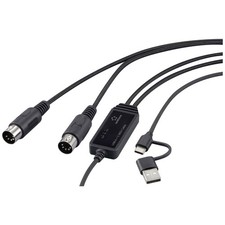 Renkforce RF-6439636 USB, MIDI Adapter [2x DIN-Stecker 5pol. - 1x USB-C®, USB...