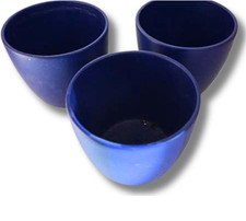 3er Set Blumentöpfe „Meeressblau“ – matt glasierte Keramik