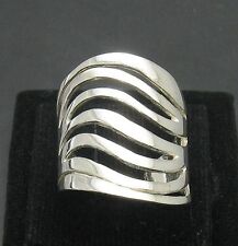 Echte Sterling Silber stilvoller Ring Welle solide punziert 925 handgefertigt