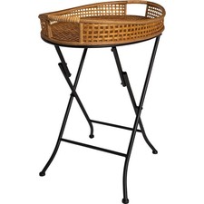 Beistelltisch Bambus Tablett oval LEVI NATURAL klappbar Stahlrahmen schwarz