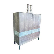 Anrei Highboard Puro Massivholz Bergfichte Mit Naturstein Einlagen