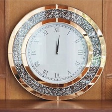 Wanduhr ohne Tickgeräusche Küchenuhr groß Funkuhr Wohnzimmer modern gold 60cm XL