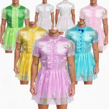 DE Männer Kostüm Puff-Ärmel Kleid Sissy Röcke Crossdress Klubbekleidung Mädchen