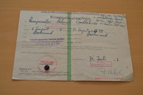 Kriegsurlaubsschein 1 - kriegsurlaubsschein, v.