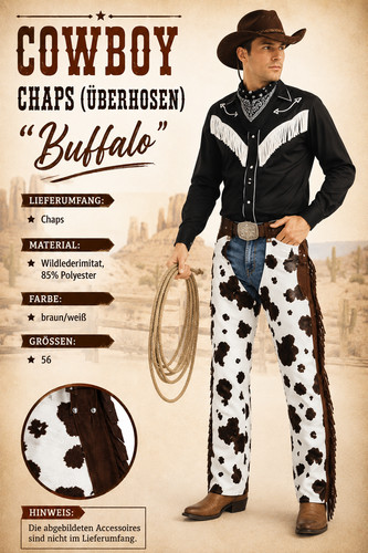 Cowboy chaps buffalo herren - chaps,