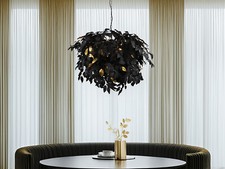 Ausgefallene DESIGN Wohnraumleuchten mit Blätter Lampenschirm in Federn Optik