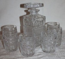 schöne Glas Whisky Flasche + 6 Gläser