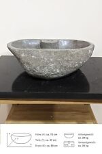 B-Ware Naturstein Waschbecken 50 cm mit Hahnloch Steinwaschbecken WOHNFREUDEN
