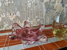 Glasschale tschechisch Josef Hospodka Chribsks 1444 in pink space Age 70er Jahre