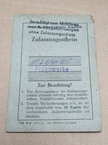 Registrierschein ddr - registrierschein,