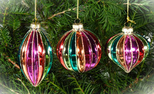 6er Set Christbaumschmuck Glas Christbaumkugel bunt Streifen klein