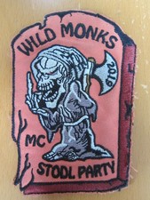 MC PATCH WILD MONKS MC STOOL PARTY ROCKER KUTTE VINTAGE MOTORCYCLE CLUB PATCHES