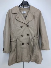 Damen Parka Gr 38 Allwetterjacke mit Gürtel Kragen Knopfleiste Creme Beige