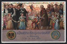 AK Nürnberg, VIII. Deutsches Sängerbundfest 1912, geschmückte Kinder, Harfe, Wa 