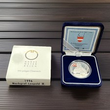 100 Schilling 1996 Österreich Silber 900 Münze Leopold III. PP Zertifikat Etui