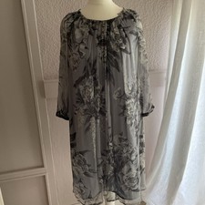 HENRY COTTONS Kleid GRAU BLUMEN SEIDE GR. It. 40 Dtsch. 36