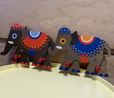 Hellerkunst Garderobe Elefanten Bunt Holz Kinder 70er ? Heller Kunst Alt Vintage