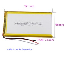 3.7V 8000mAh 29.6Wh NTC 3-wires Thermistor Li Battery 7565121 For Tablet PC GPS