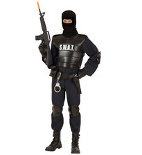 SWAT Officer Agent Polizist Kostüm Karneval Overall Weste Maske Set Größe L