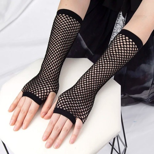 Schwarze neon netz handschuhe - schwarze,
