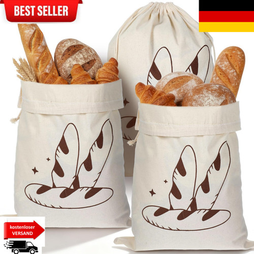 Leinen brotbeutel 3er set - leinen, mit