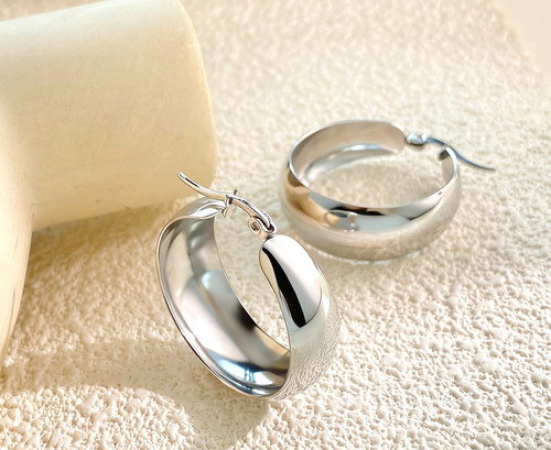 Breite creolen damen silber - damen,
