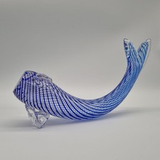 Glasfigur Fisch Blau Weiß
