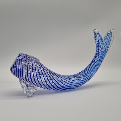 Glasfigur fisch blau weiß - blau,
