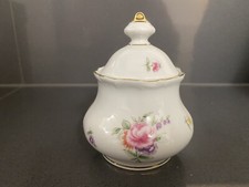 Burg Lindau * Streublumen mit Pfingstrose * Porzellan Zuckerdose * Goldrand