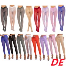 DE Damen Sexy Strumpfhose mit Glanz Offen im Schritt Zipper Sommer Pantyhose