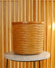 RATTAN Weiden Korb Aufbewahrungskorb Übertopf rund  20x20 cm Vintage 60er Jahre