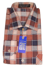 HERREN HEMD KARO FLANELL Gr.39/40 LANGARM EARTH KARIERT SHIRT MEN RETRO Neu/Alt