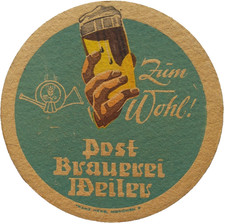 ALTER BIERDECKEL Post Brauerei Weiler Bierfilze mit Impressum Sammlerstück