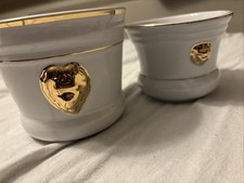 Blumen Übertopf Blumenkübel Weiß Gold 2er Set Klein Mittel Edel Fensterbank 